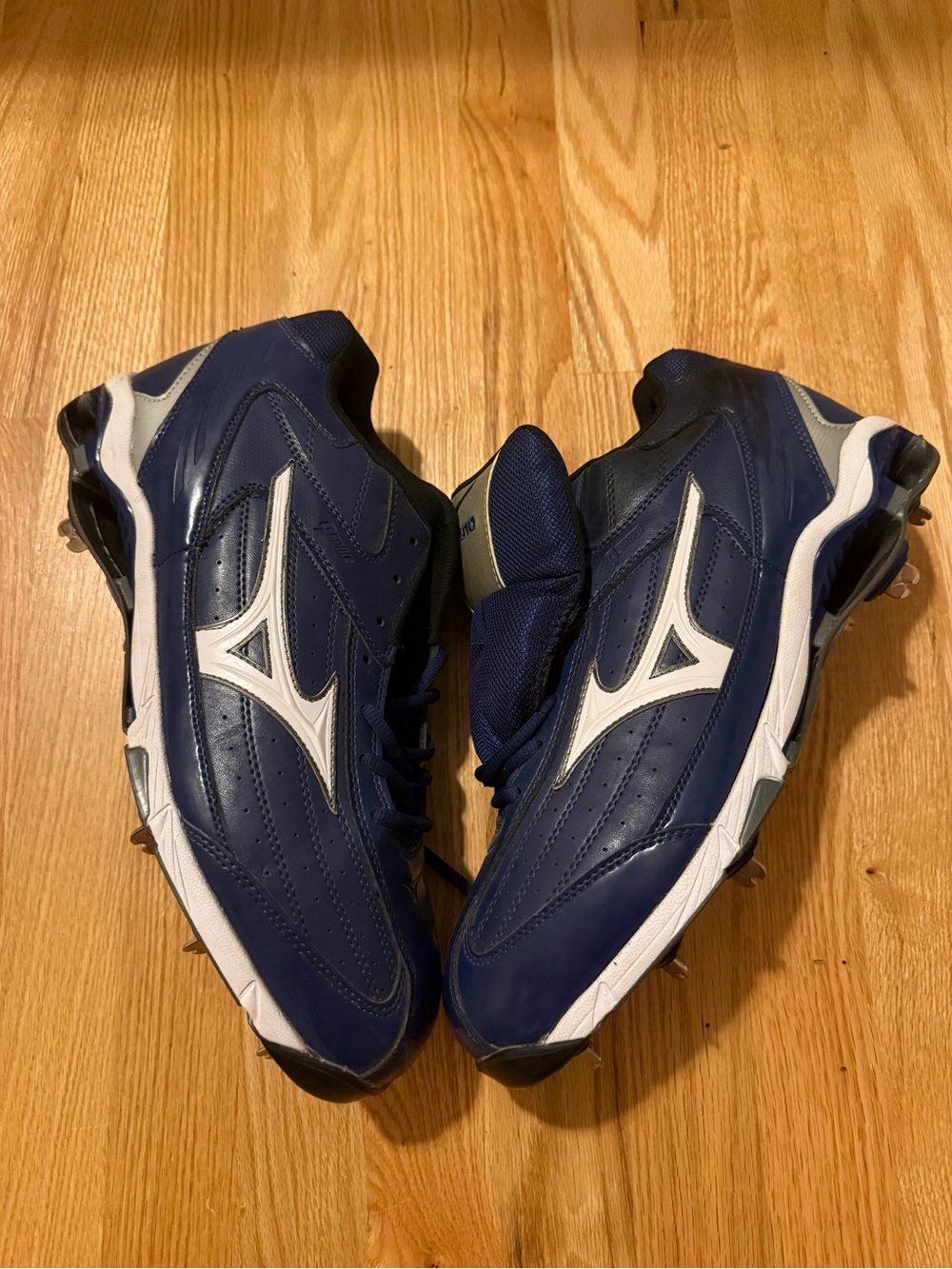 Mizuno 9 Spike Classic G5 Mid Baseball Metal Cleats / Spikes in Blue SZ 15